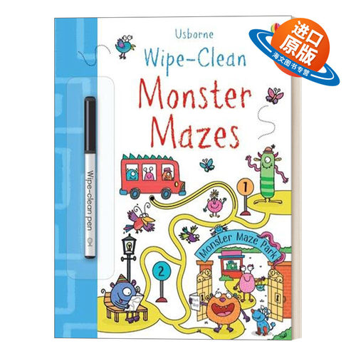英文原版 Wipe-Clean Monster Mazes 益智迷宫 英语可擦活动书 英文版 进口英语原版书籍