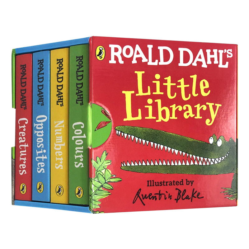 罗尔德达尔小小图书馆4册手掌书盒装Roald Dahl's Little Library英文原版儿童英语启蒙图画故事书情绪管理与性格培养基础概念认知