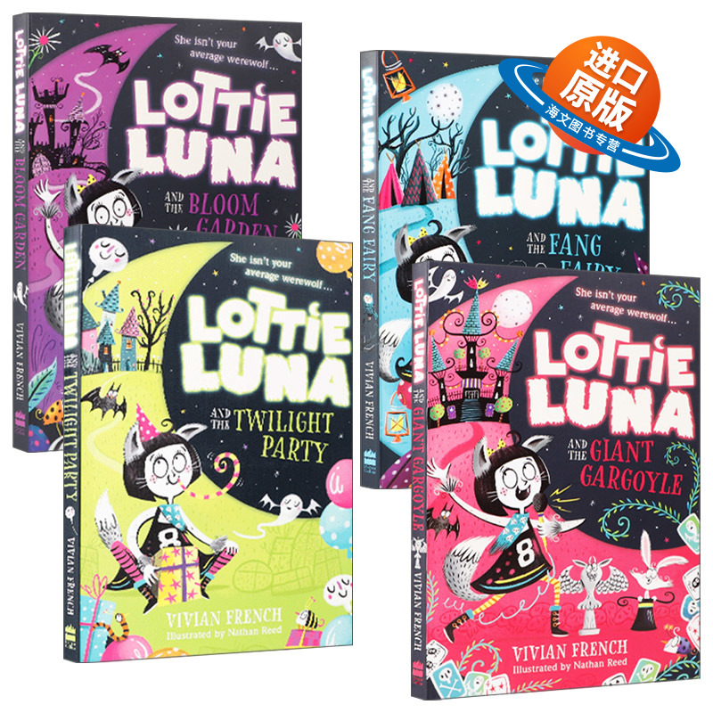 英文原版 Lottie Luna Bloom Garden Twilight Party Fang Fairy Giant Gargoyle 洛蒂卢娜套装4册 儿童英语初级章节小说 进口书