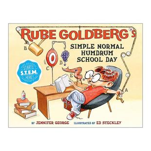 英文原版 Rube Goldberg's Simple Normal Humdrum School Day 戈德堡的机械发明 这“小题大做”的一天 STEM教育 儿童精装绘本