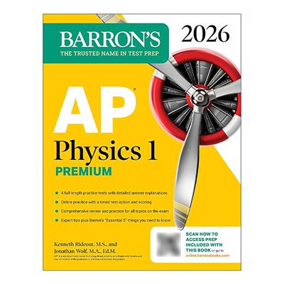 英文原版 AP Physics 1 Premium 2026 巴朗AP物理1 备考指南 高级版 4套题+综合复习+在线练习 英文版 进口英语原版书籍