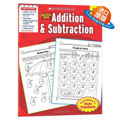 美国小学2年级数学加减法练习册 英文原版 Scholastic Success with Addition Subtraction 学乐成功系列 英文版进口英语教辅书