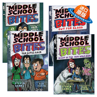 Steven 书籍 School 进口英语原版 英文版 Banks 儿童幽默校园小说 中学咬人系列4册 Bites Middle 英文原版