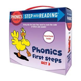 英文原版 Step into Reading Set 3 Phonics First Steps Box Set 自然拼读8册盒装套装 含家长指南 企鹅兰登经典分级读物 英文版