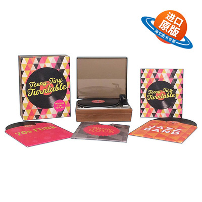 英文原版 Teeny-Tiny Turntable 微型唱机 3张迷你唱片+贴纸 英文版 进口英语原版书籍