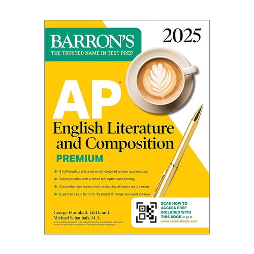 英文原版 AP English Literature and Composition Premium  2025 巴朗AP英语文学与写作 高级版 8套练习测试+综合复习+在线练习