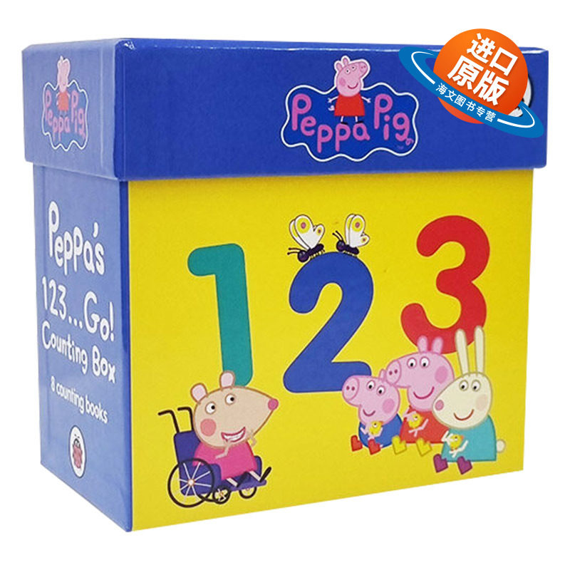 小猪佩奇数字认知8册套装 英文原版 Peppa Pig 1,2,3 Go! Hinged Box 小猪佩奇绘本儿童故事书 英语启蒙 英文版 进口书