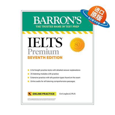 英文原版 IELTS Premium 6 Practice Tests+Comprehensive Review+Online Audio Seventh Editio 巴朗雅思备考6套试题+含在线音频