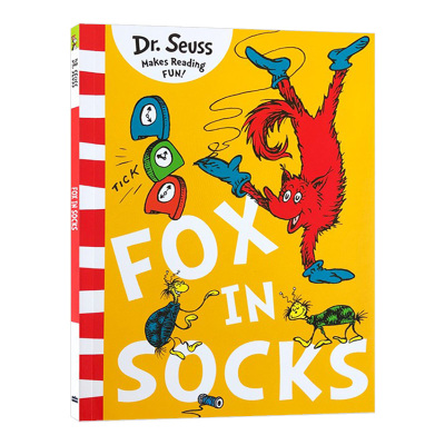 穿袜子的狐狸 英文原版绘本 Dr Seuss Fox in Socks 苏斯博士系列 新版 廖彩杏书单 英文版儿童英语启蒙图画故事书 进口原版书籍