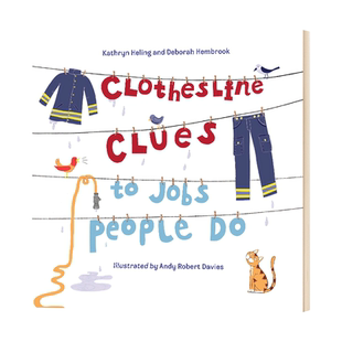 正版现货 晾衣绳的线索 英文原版 Clothesline Clues to Jobs People Do 晾衣绳 工作 全英文版进口英语书籍儿童外文书