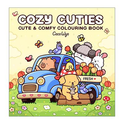 英文原版 Cozy Cuties 舒适萌宠涂色书 成人和儿童均适用 Coco Wyo 英文版 进口英语原版书籍