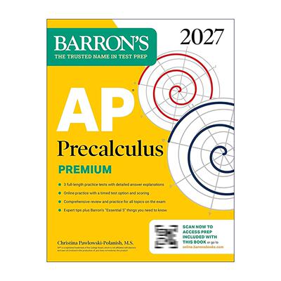 英文原版 AP Precalculus Premium 2027 巴朗AP 初级微积分高级版 3套题+综合复习+在线练习 英文版 进口英语原版书籍