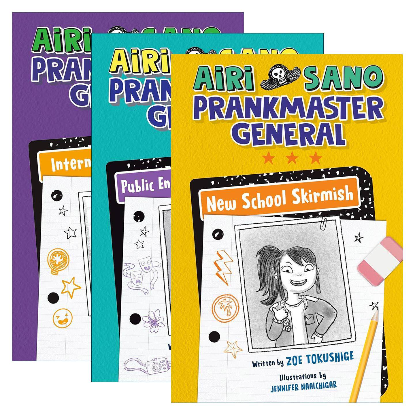 英文原版 Airi Sano  Prankmaster General 爱丽萨诺 恶作剧之王系列3册 儿童校园搞笑冒险故事 精装 英文版 进口英语原版书籍