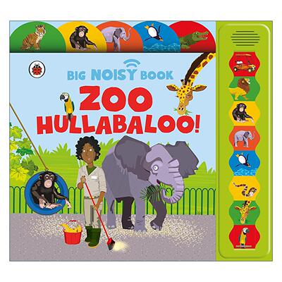 英文原版 Zoo Hullabaloo 动物园里的动物怎么叫 小瓢虫儿童标签纸板发声书 英文版 进口英语原版书籍