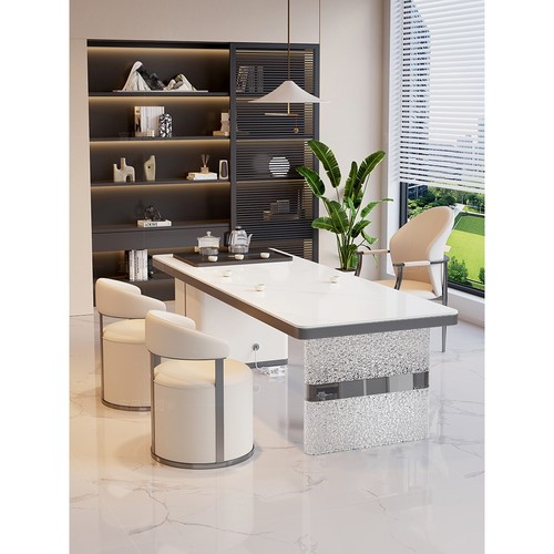 2025新款高端岩板茶桌烧水壶一体嵌入式茶具一整套办公室家用茶台