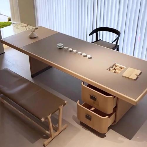 新中式实木茶桌2025新款现代简约奶油风轻奢茶室茶台办公室泡茶桌