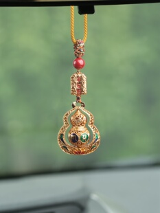 高档铜镀金转运六字真言葫芦汽车挂件后视镜挂饰男女款 车上载里 式