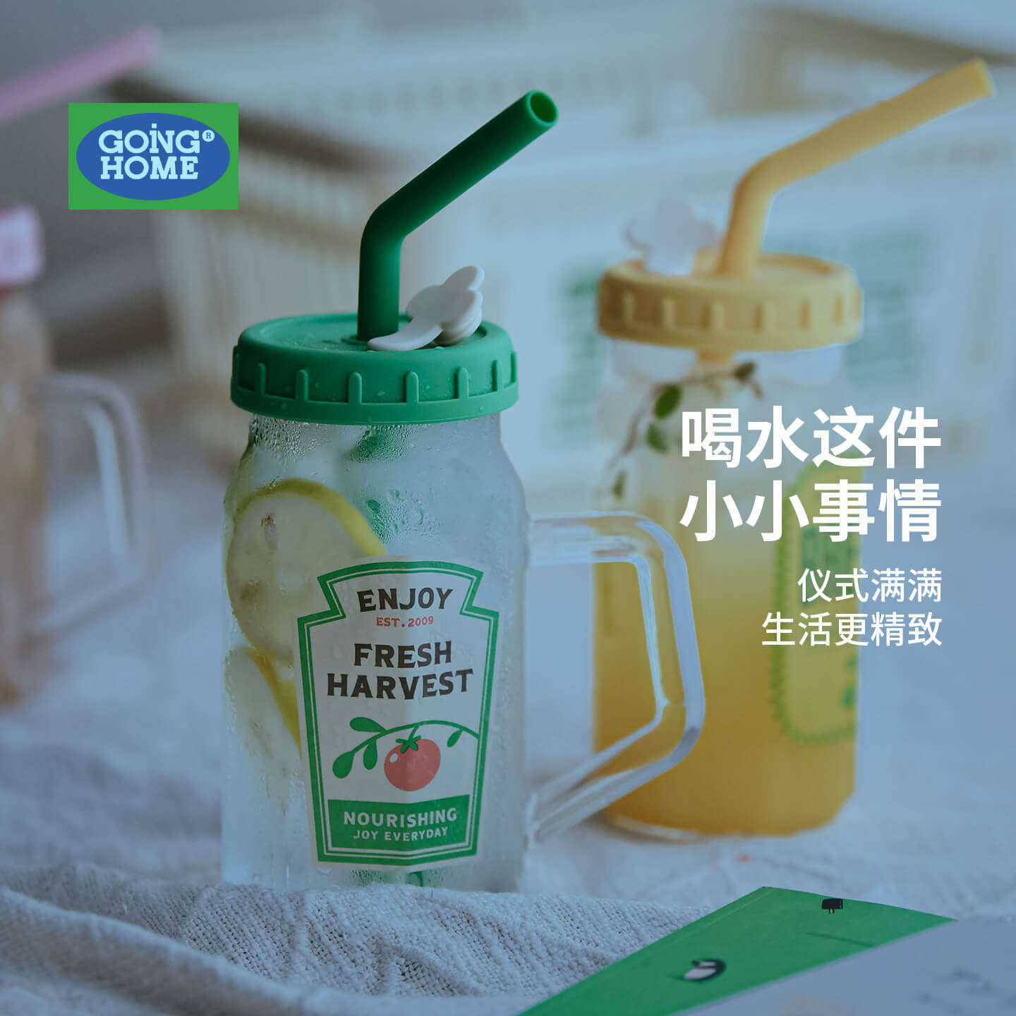 冰饮杯高硼硅玻璃吸管杯自制饮料果汁杯水杯高颜值耐冷耐热手柄杯