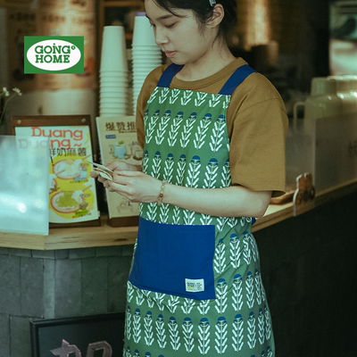 小清新咖啡围裙防水防油薄款透气