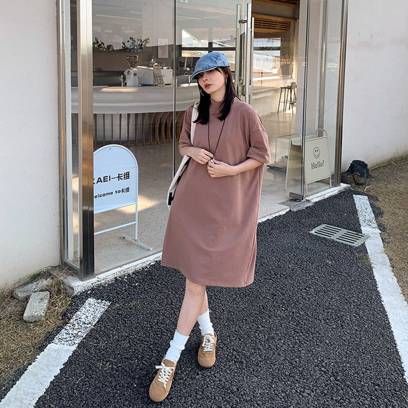半高领短袖T恤女夏大码宽松显瘦