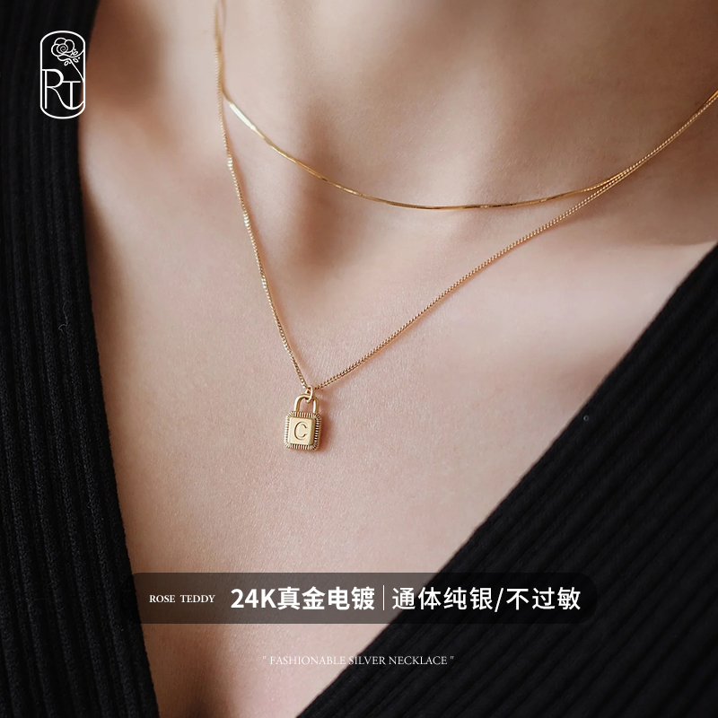 项链女生纯银正品2025新款爆款Y字母吊坠925银毛衣链金色小众配饰