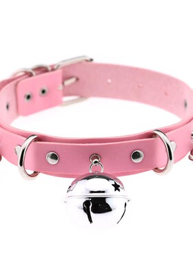 铃铛项圈女颈带链子颈环s颈圈m颈链牵引绳黑色脖圈x恶意颈链