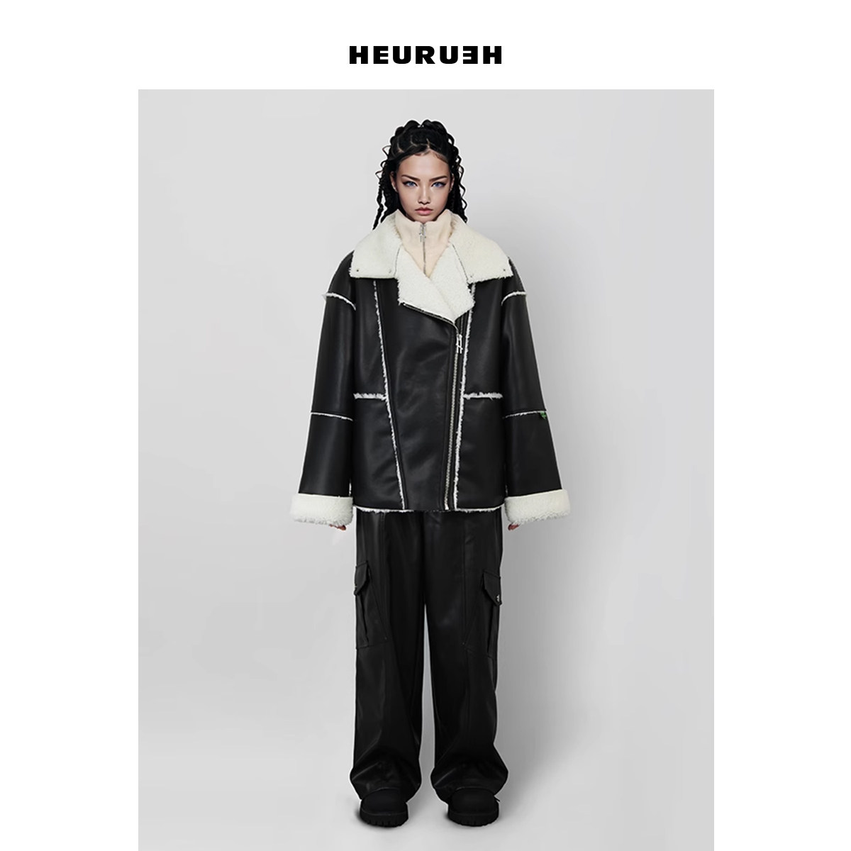 HEURUEH联名款秋冬季仿皮毛夹克