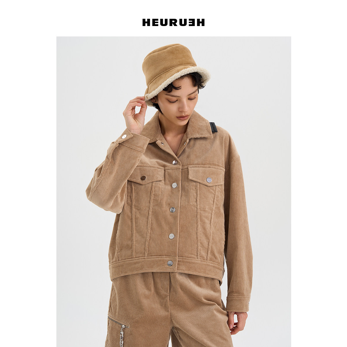 HEURUEH灯芯绒夹克休闲运动风