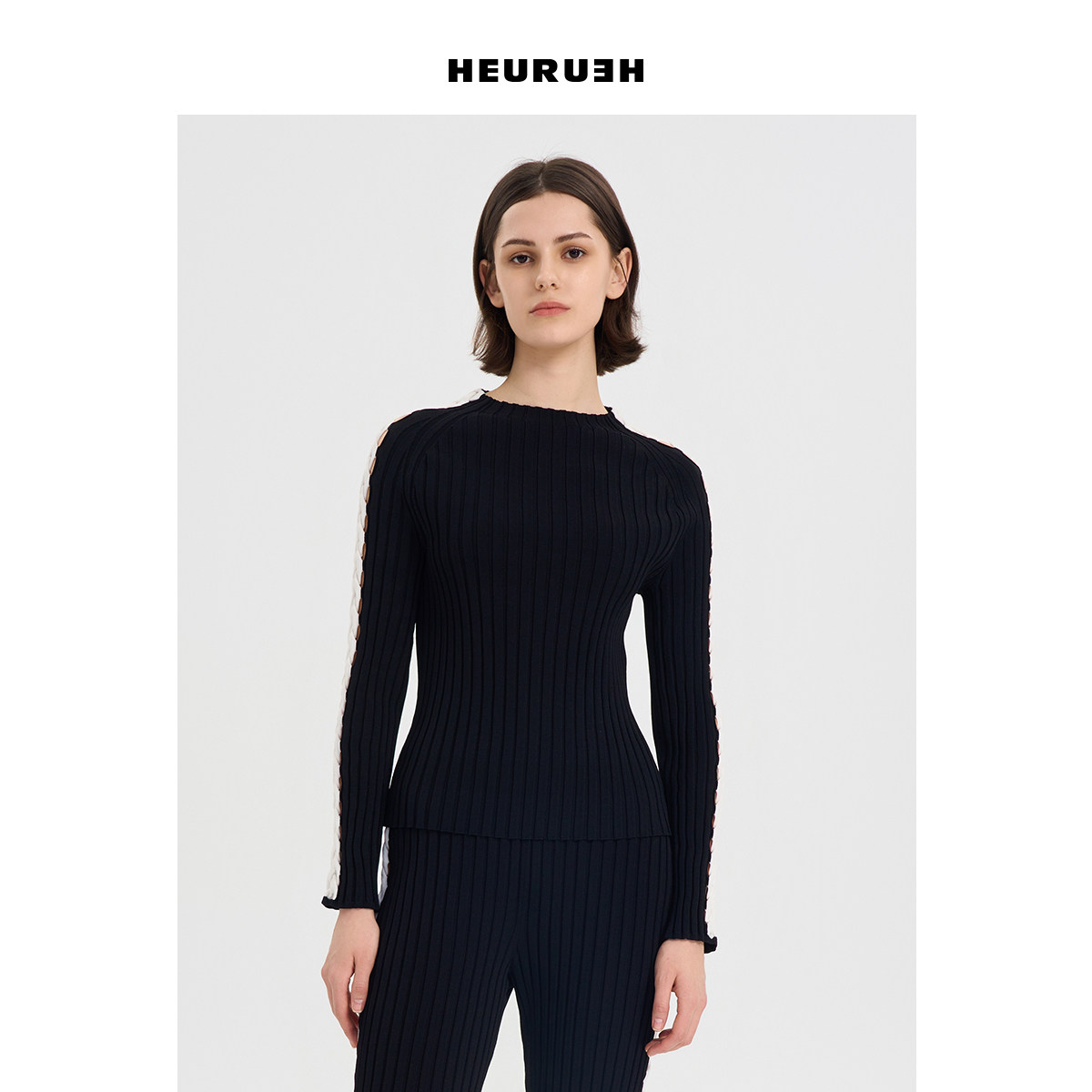 HEURUEH针织套头衫黑色慵懒