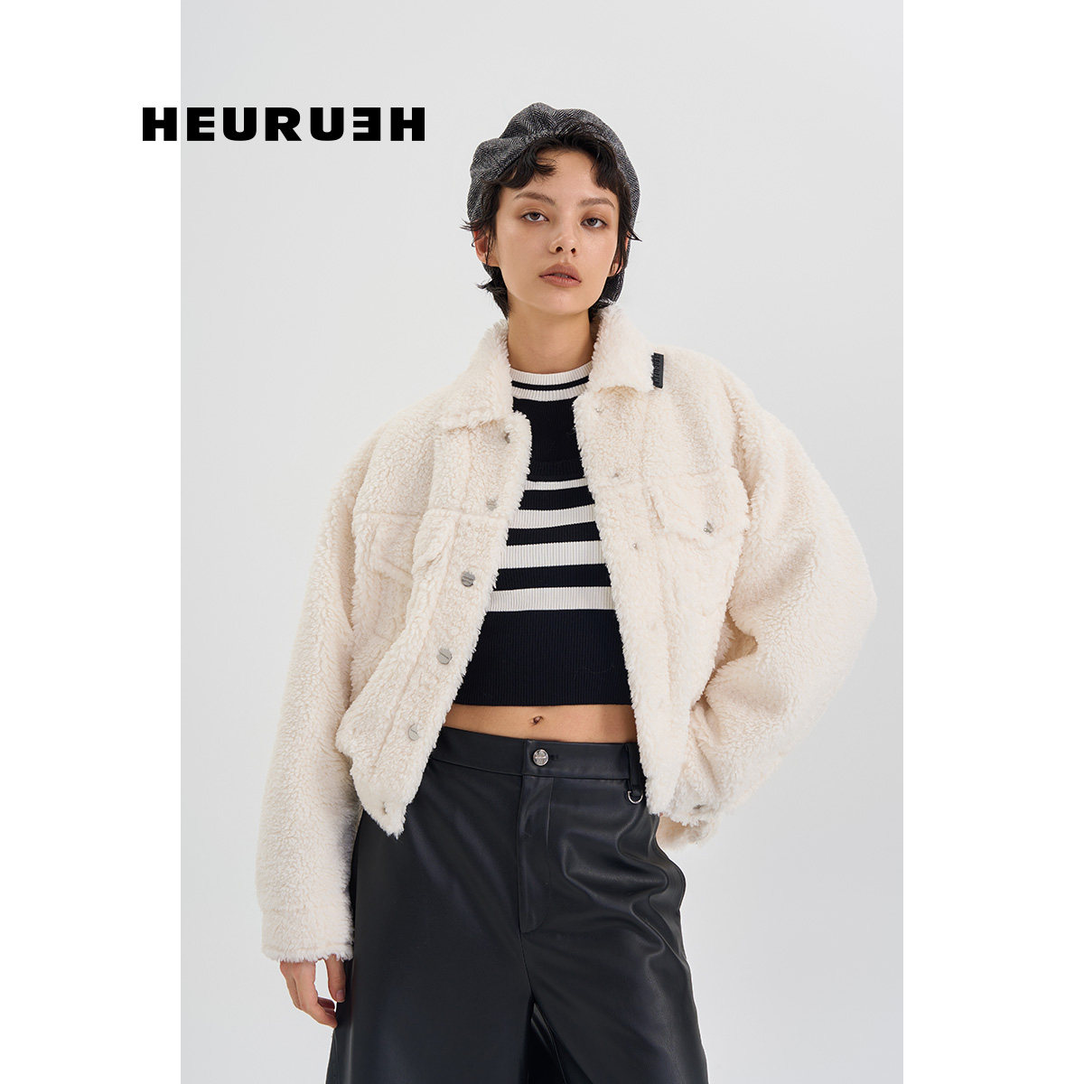 Heurueh颗粒绒短款工装夹克