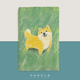 草地上的柴犬布艺书衣哈士奇拉布拉多萨摩耶可爱狗狗手账书套定制