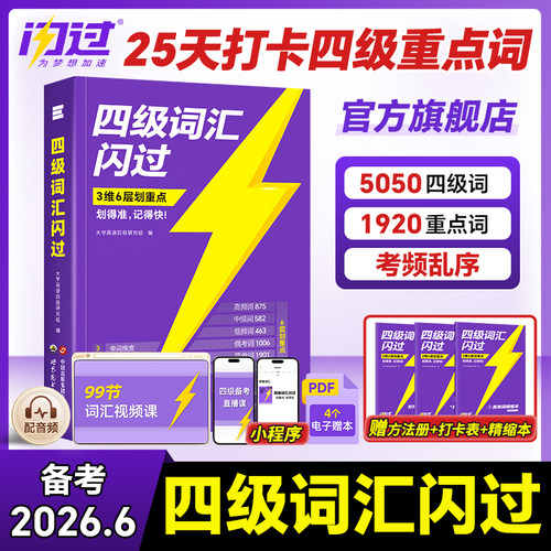 备考2026年6月四级英语词汇闪过