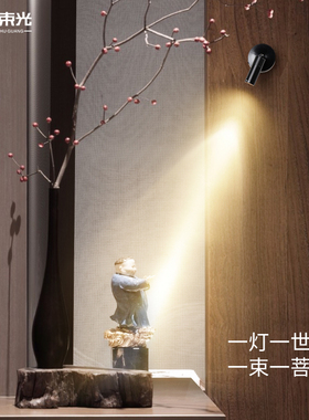 一束光聚光射灯充电小角度茶室免布线无线遥控佛龛摆件植物玄关灯