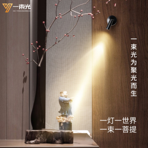 一束光无线射灯可充电遥控调光定时开关佛像龛摆件植物造景聚光灯