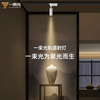 一束光聚光射灯二线轨道客厅茶室博物馆商用餐饮两线led滑轨暖光