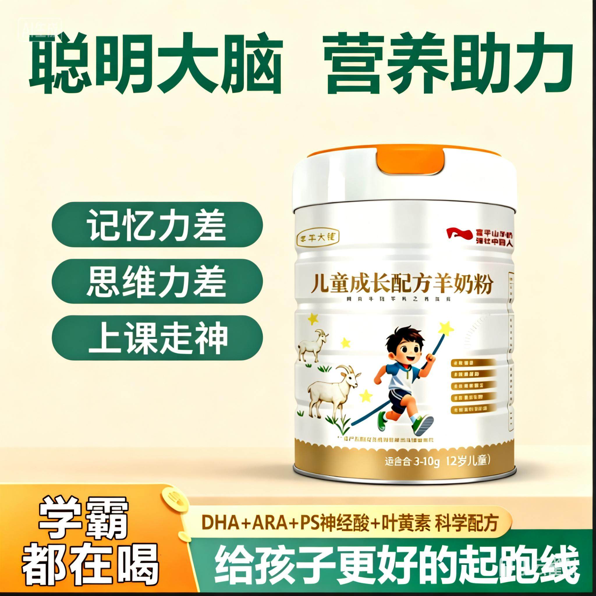 乳都金羊儿童成长配方羊奶粉DHA+ARA+PS神经酸叶黄素400g