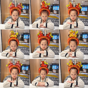 2026马年儿童中国风本命年充气发箍拍照表演道具商场活动铝膜气球