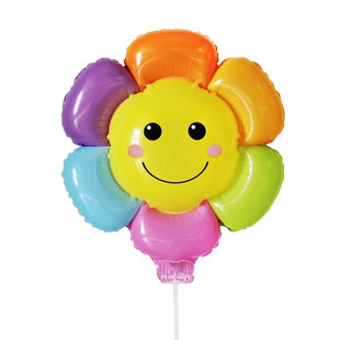 网红太阳花笑脸花朵气球雏菊儿童手拿带杆生日摆摊地推小礼品批发