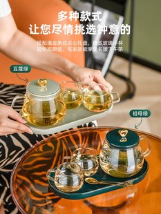 家用泡茶器可爱泡茶壶玻璃耐高温 下午茶具X花茶壶茶杯套装