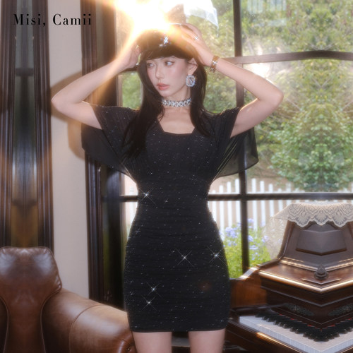 Misi.Camii高定烫钻网纱连衣裙