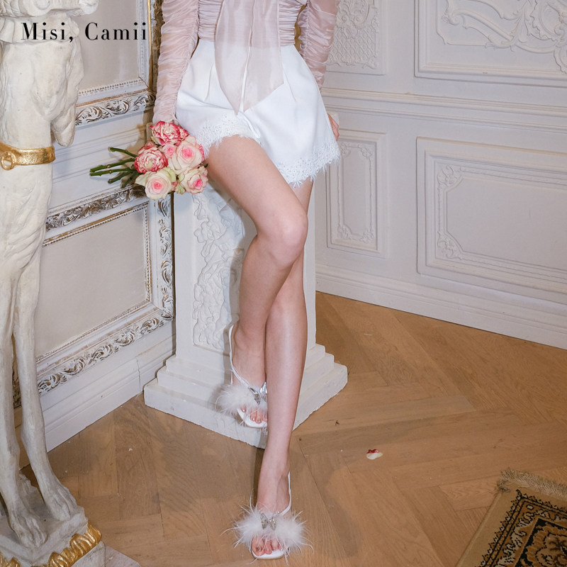 Misi.Camii高腰蕾丝边短裤