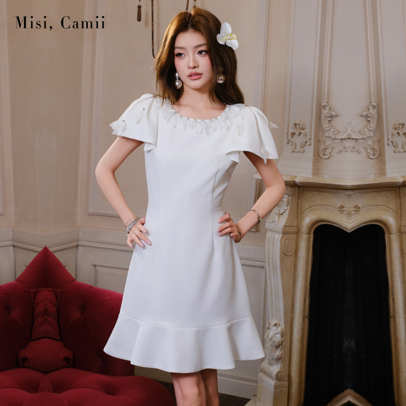 Misi.Camii2025夏季新款女装花朵蝴蝶袖鱼尾连衣裙名媛时尚高级感,女装/女士精品,连衣裙,淘宝优惠券,粉丝福利购,淘宝优惠卷