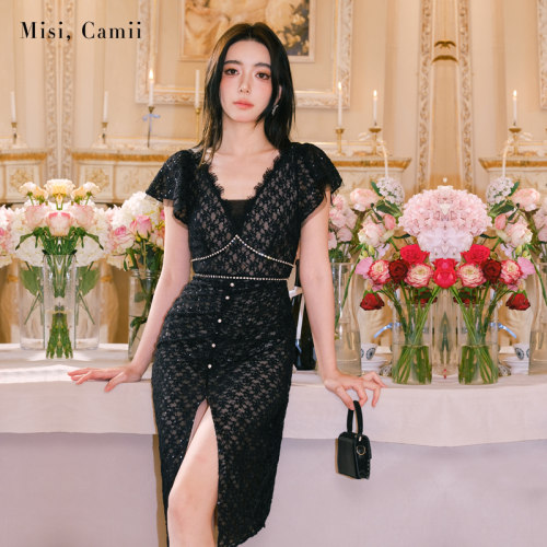 Misi.Camii名媛风开衩连衣裙