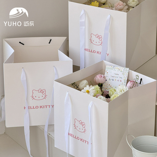 屿后 【教师节】手提袋鲜花花盒小花束包装手拎袋花艺diy包装材料