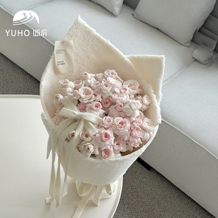 屿后 【秋冬】毛绒绒布料鲜花花束包花布花店diy装饰面料包装资材