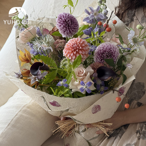 屿后 尼泊尔植物花草纸鲜花花束包花纸花店diy手工东巴纸花艺资材