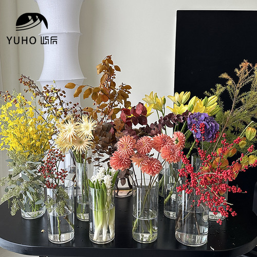 YUHO屿后透明圆桶养花桶