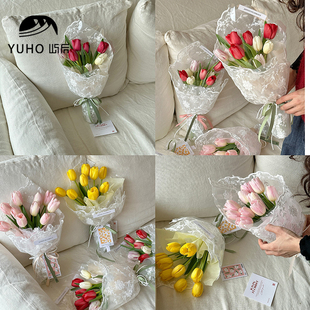 屿后 蕾丝少女包花纱布鲜花花束包装网纱玻璃纸固定diy花艺资材