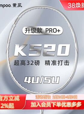 薰风K520pro羽毛球拍全碳素超轻4U5U熏风琉璃星云银刃单双拍正品