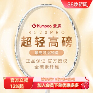 熏风K520pro羽毛球拍薰风琉璃超轻全碳素纤维专业球拍单双拍正品